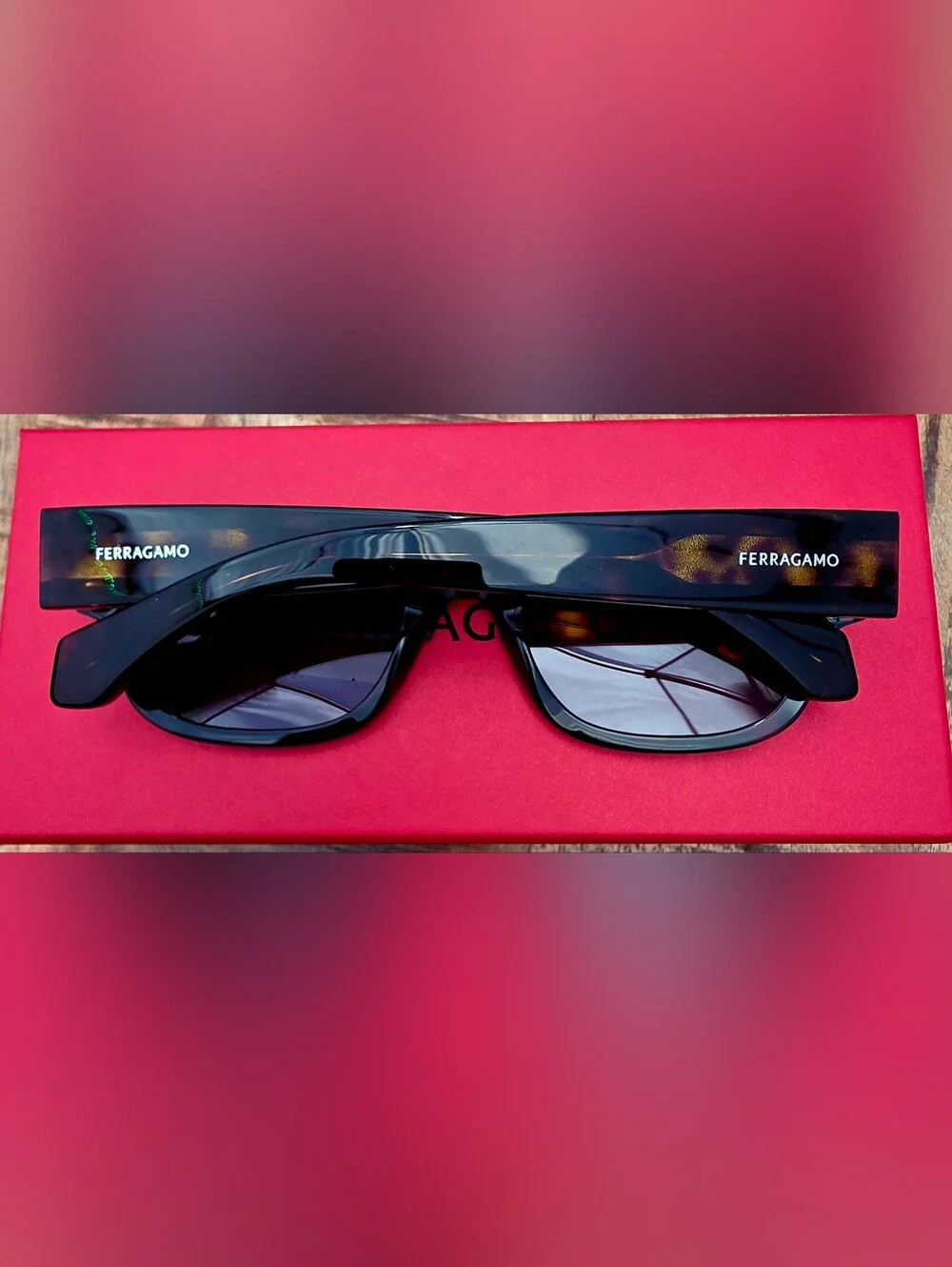 Salvatore Ferragamo Blue, Square Men's Sunglasses Arm with Gold Logo